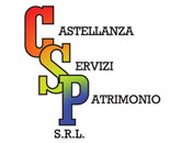 Logo di Castellanza Servizi Patrimonio S.R.L. con lettere colorate.
